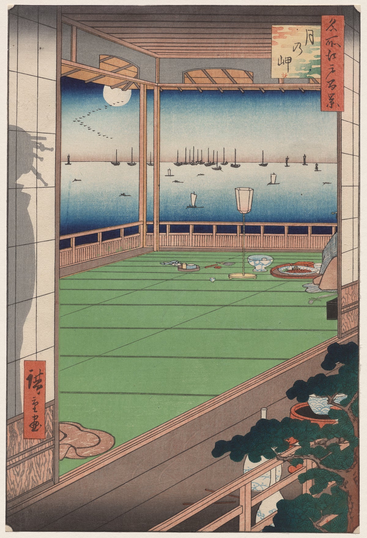 Utagawa Hiroshige - The Moon-Viewing Promontory, from One Hundred Views of Famous Places in Edo