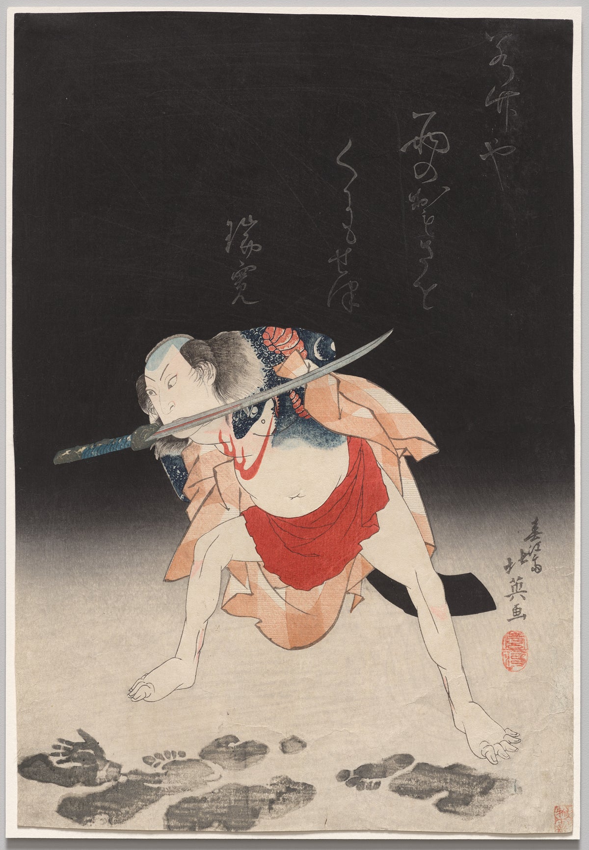 Shunbaisai Hokuei - Arashi Rikan II as Danshichi Kurōbei in "Mirror of Naniwa: The Summer Festival"