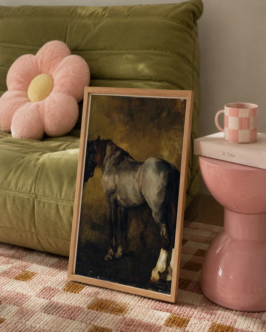 Carl Schuch - Grey Horse - framed print in a styled room