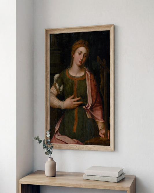 Renaissance Masters - Saint Catherine with the Wheel - framed print in a styled room