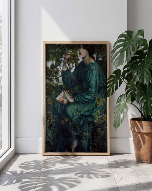 Dante Gabriel Rossetti - Lady in Green - framed print in a styled room
