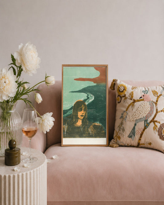 Edvard Munch - Woman by the Fjord - framed print in a styled room