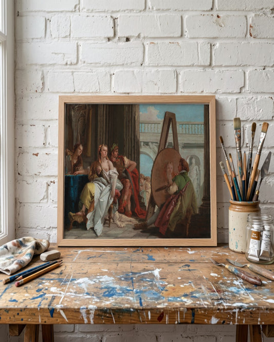 Renaissance Masters - The Painter's Studio - framed print in a styled room