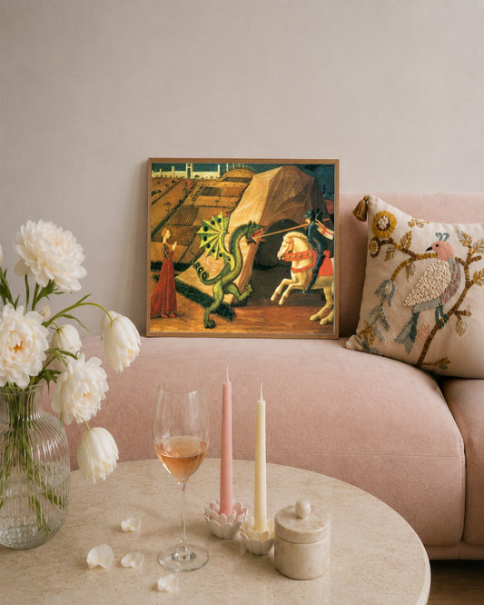 Paolo Uccello - Saint George and the Dragon - framed print in a styled room