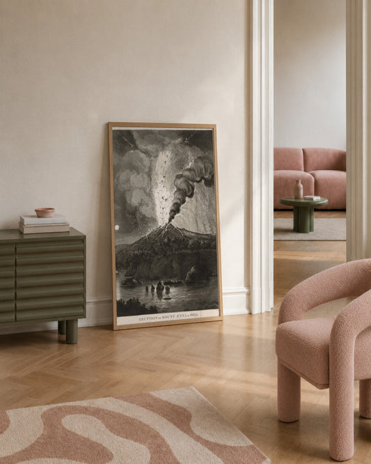 Thomas Sutherland - Eruption of Mount Aetna in 1669 - framed print in a styled room
