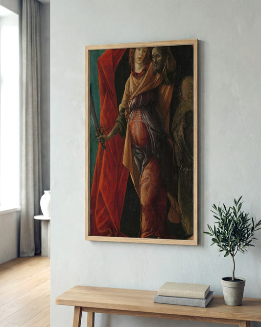 Sandro Botticelli - Judith with the Head of Holofernes - framed print in a styled room