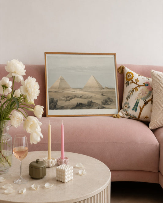 Louis Haghe - Egypt and Nubia, Volume II: Pyramids of Geezeh - framed print in a styled room