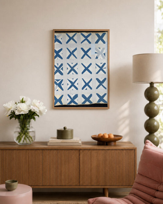 Untitled (Repeating X) - framed print in a styled room