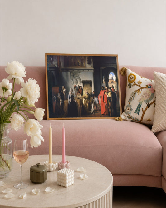 Francesco Hayez - Audience at the Palace - framed print in a styled room