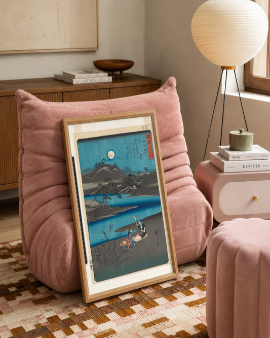 Utagawa Hiroshige - Six Jewel Rivers from Various Provinces - framed print in a styled room
