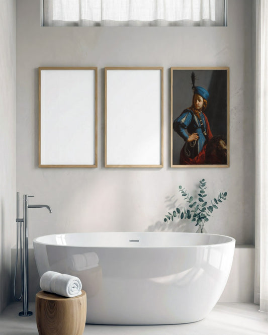 Renaissance Masters - Boy in a Blue Doublet - framed print in a styled room