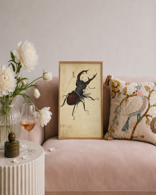 Albrecht Dürer - Stag Beetle - framed print in a styled room