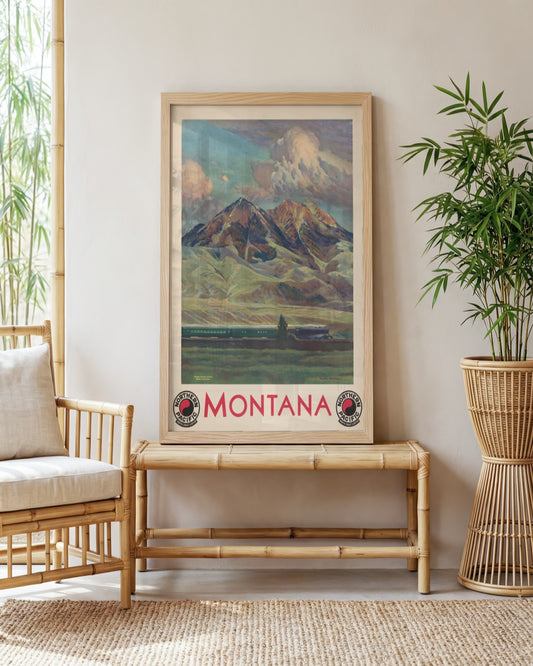 Northern Pacific - Montana (1920) - framed print in a styled room