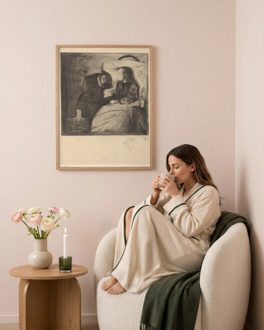 Edvard Munch - At the Bedside - framed print in a styled room