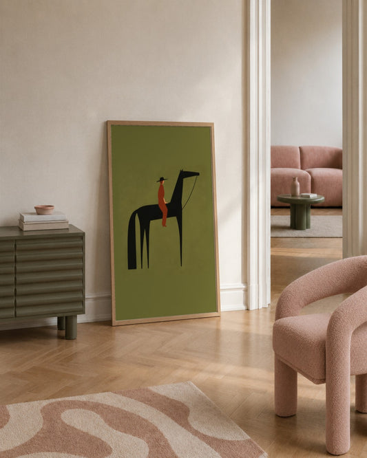 Gracie Cole - Desert Rider II - framed print in a styled room