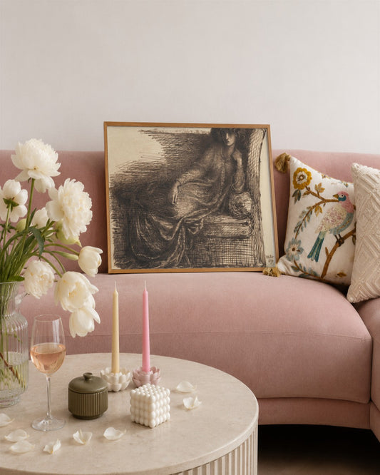 Dante Gabriel Rossetti - Reclining Lady - framed print in a styled room