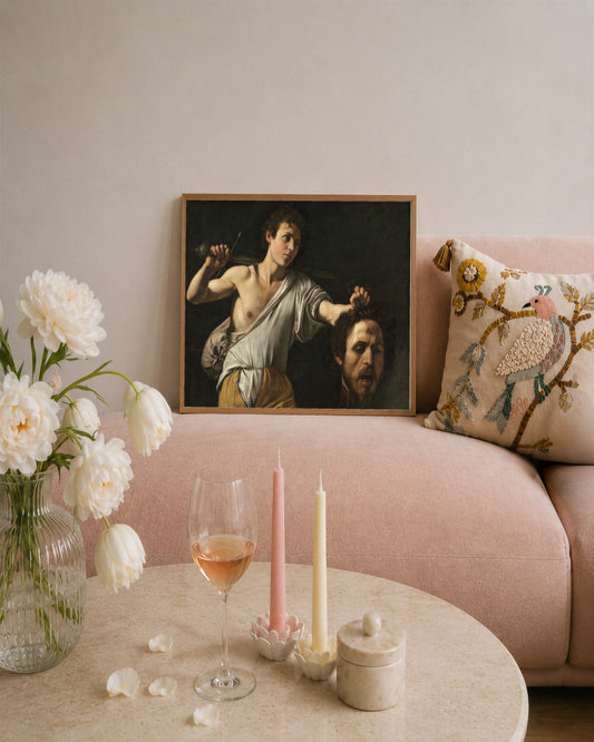 Renaissance Masters - David with the Head of Goliath - framed print in a styled room