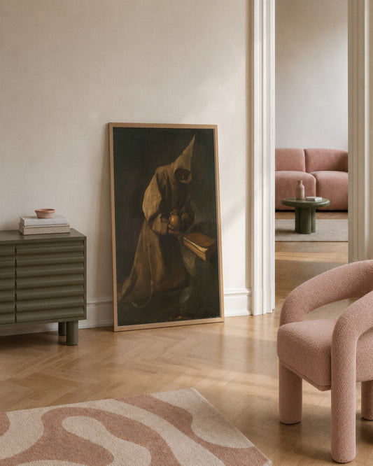 Francisco de Zurbarán - Saint Francis in Meditation - framed print in a styled room