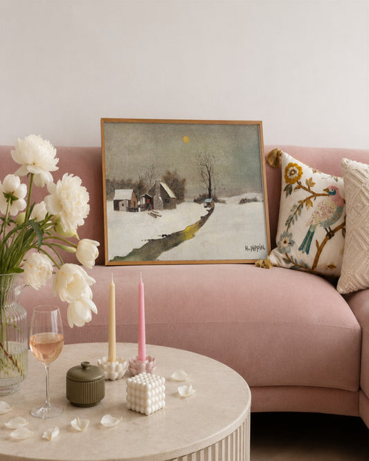 Horace Pippin - Snowy Farmhouse - framed print in a styled room