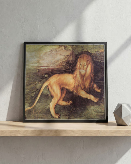 Albrecht Dürer - The Lion - framed print in a styled room