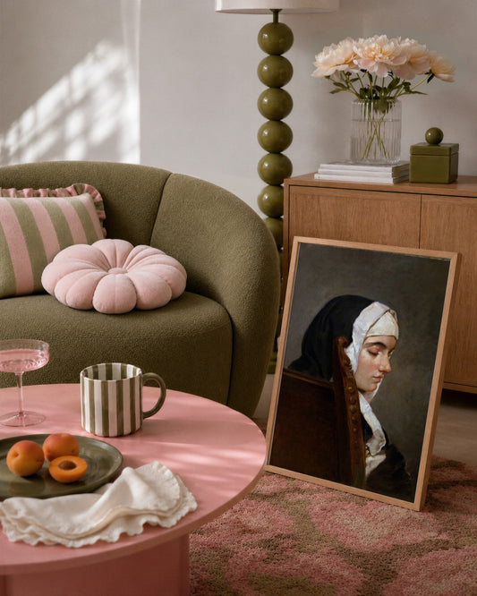 Francesco Hayez - Woman in a White Veil - framed print in a styled room