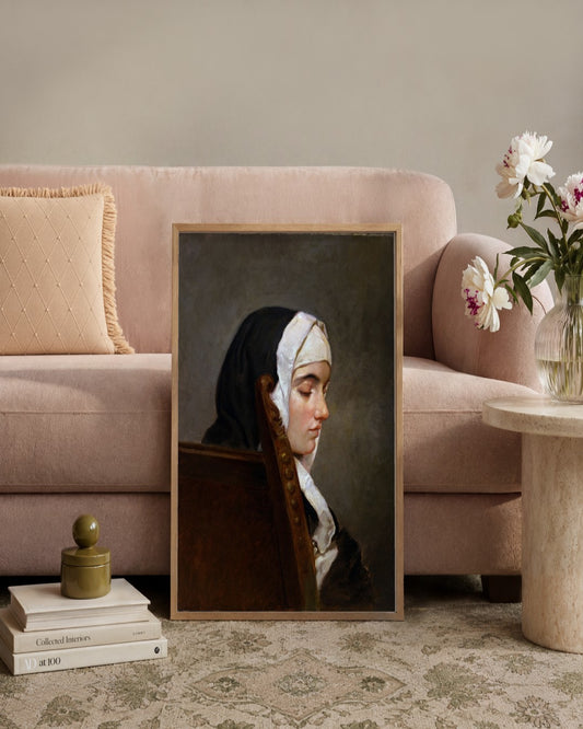 Francesco Hayez - Woman in a White Veil - framed print in a styled room