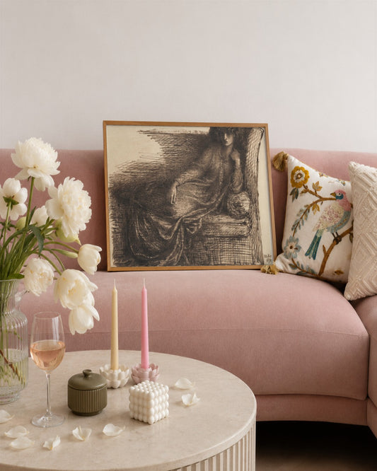 Dante Gabriel Rossetti - Reclining Lady - framed print in a styled room