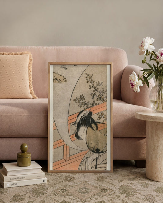 Suzuki Harunobu - Courtesan Dreaming of her Childhood - framed print in a styled room