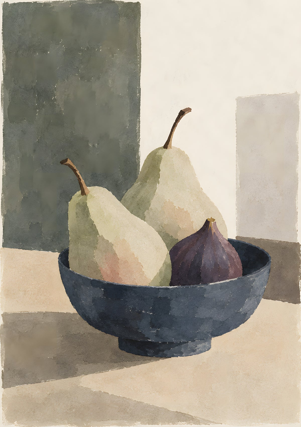 Cengiz Curtis - Muted Pears and Fig in a Dark Bowl - original artwork