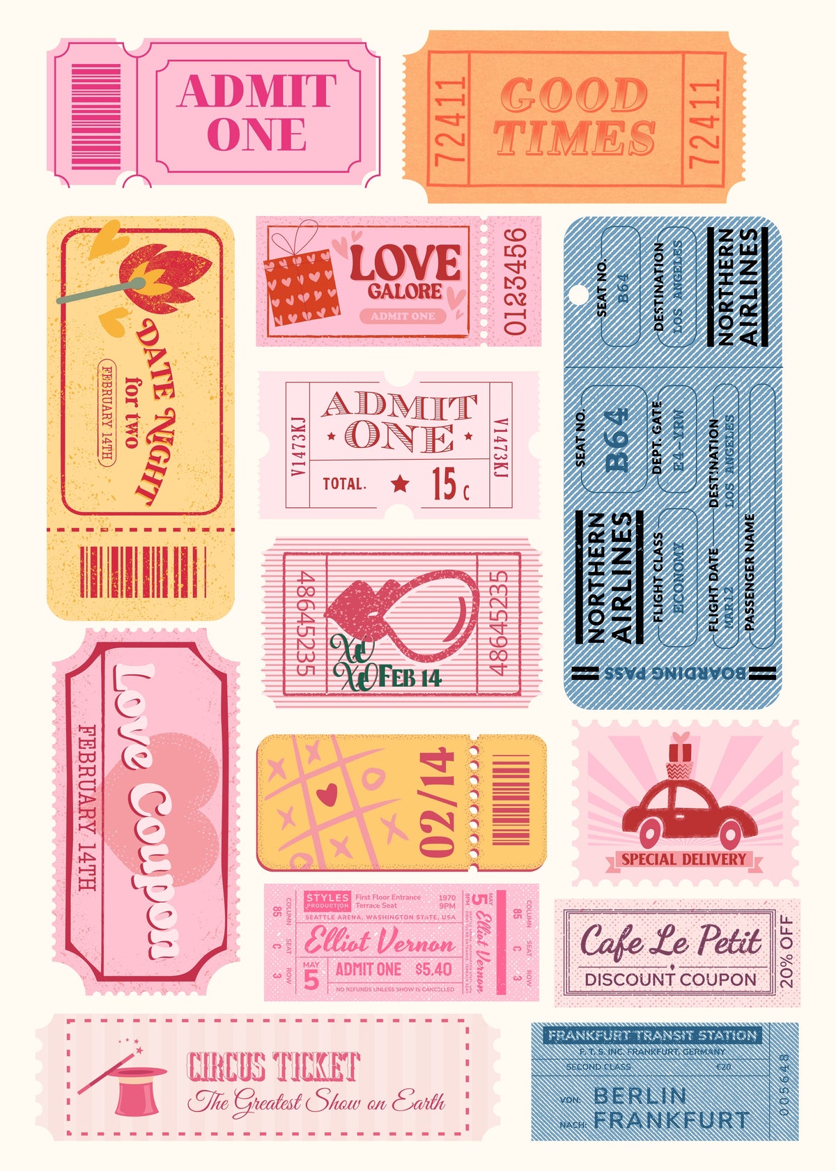 SENT Studio - Ticket Stub Collage - original artwork
