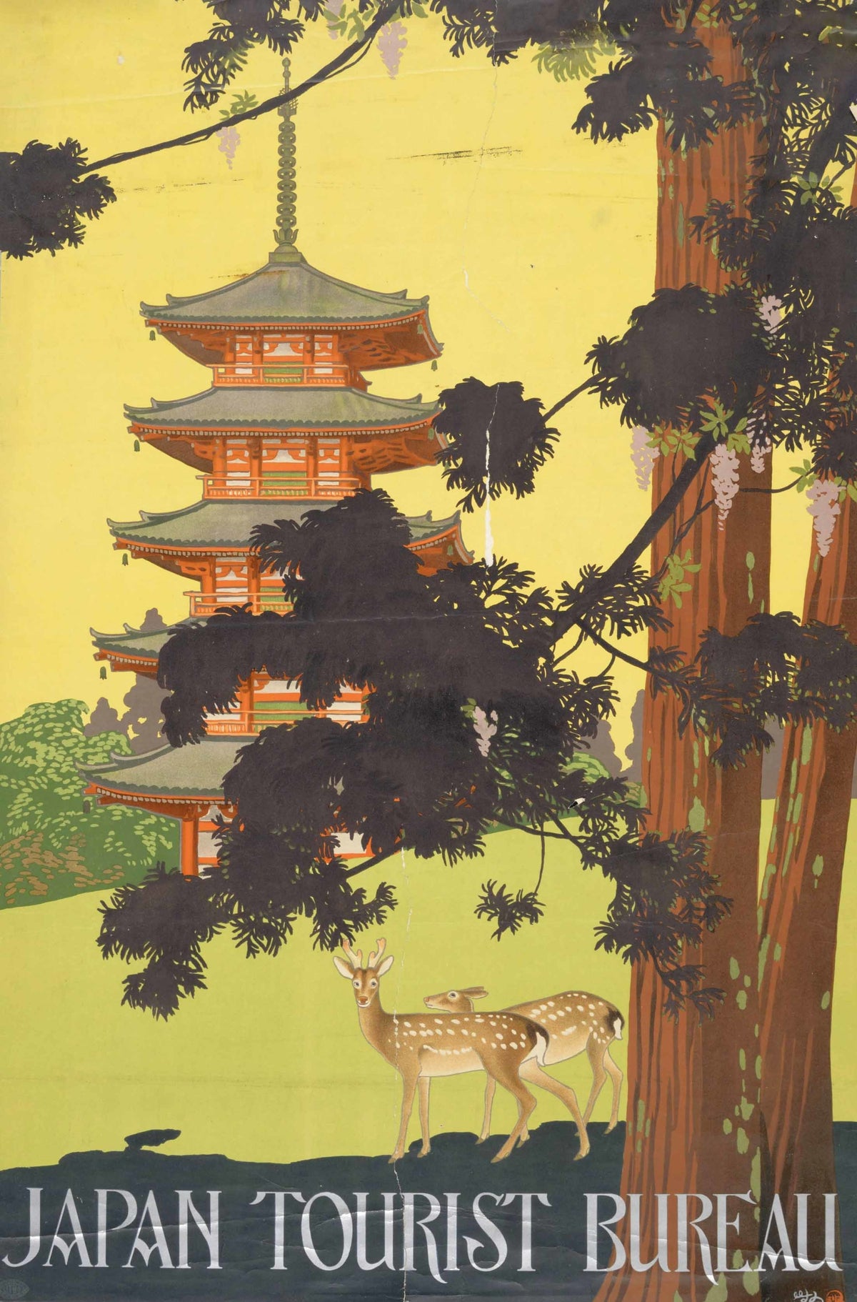 Japan Tourist Bureau - Five-Story Pagoda - original artwork