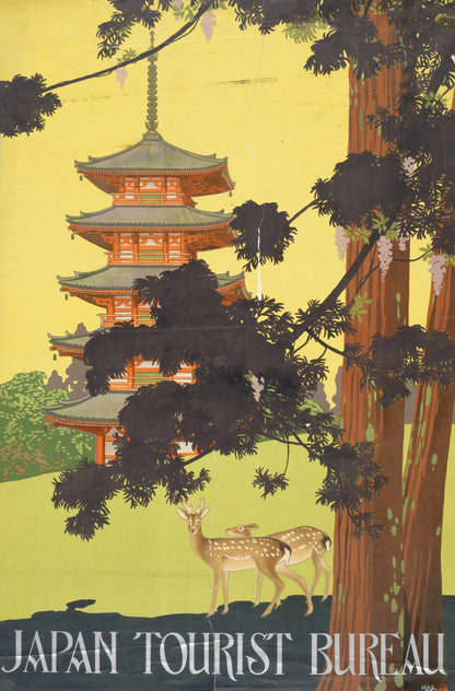 Japan Tourist Bureau - Five-Story Pagoda - original artwork