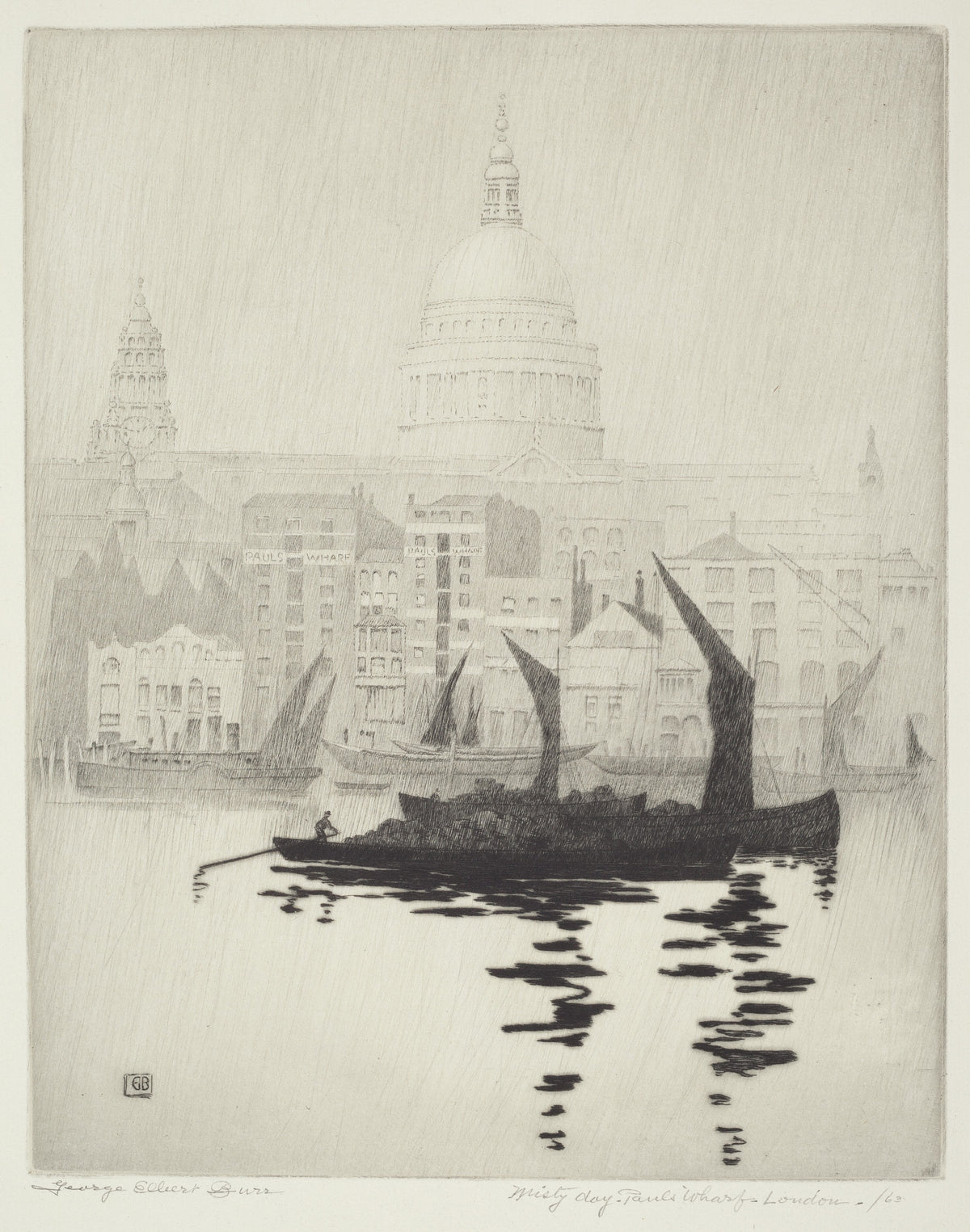 Misty Day, Paul's Wharf, London - original artwork