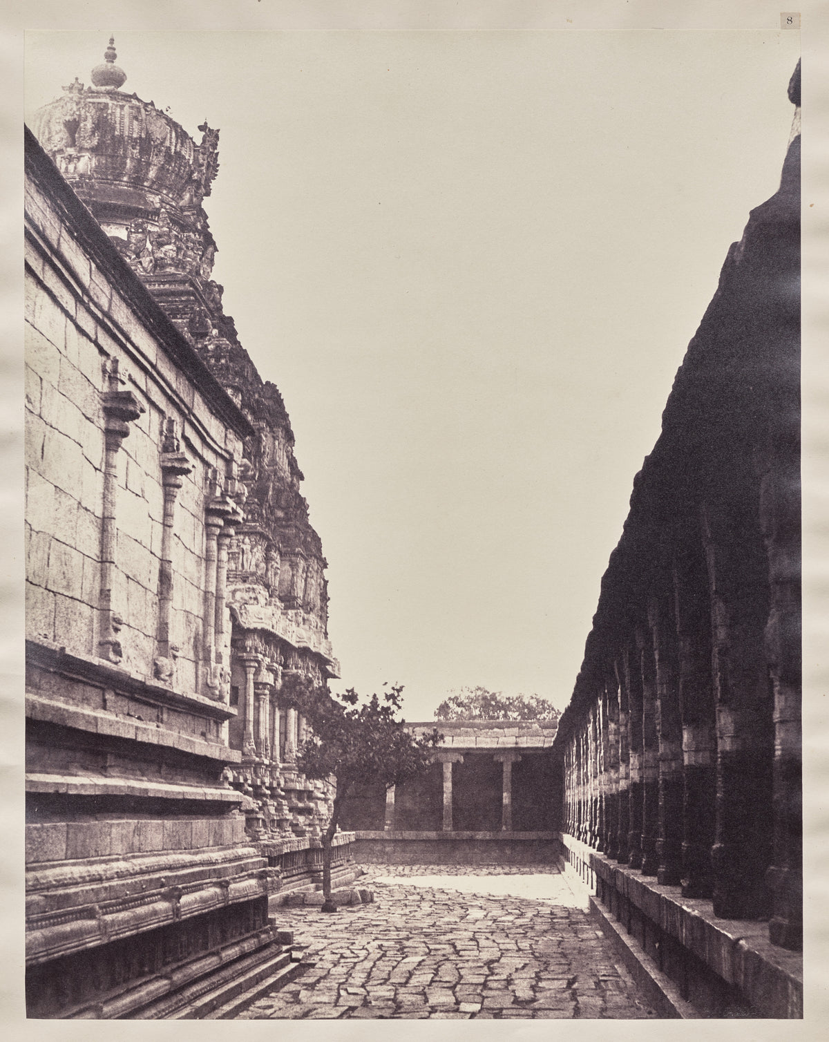 Captain Linnaeus Tripe - Perumal Temple Vimana from Corner of Court, Madurai
