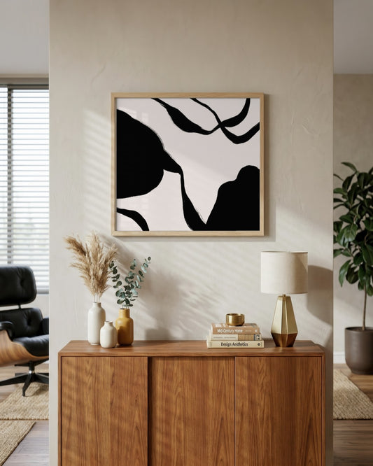 Abstract Form - Black - framed print in a styled room