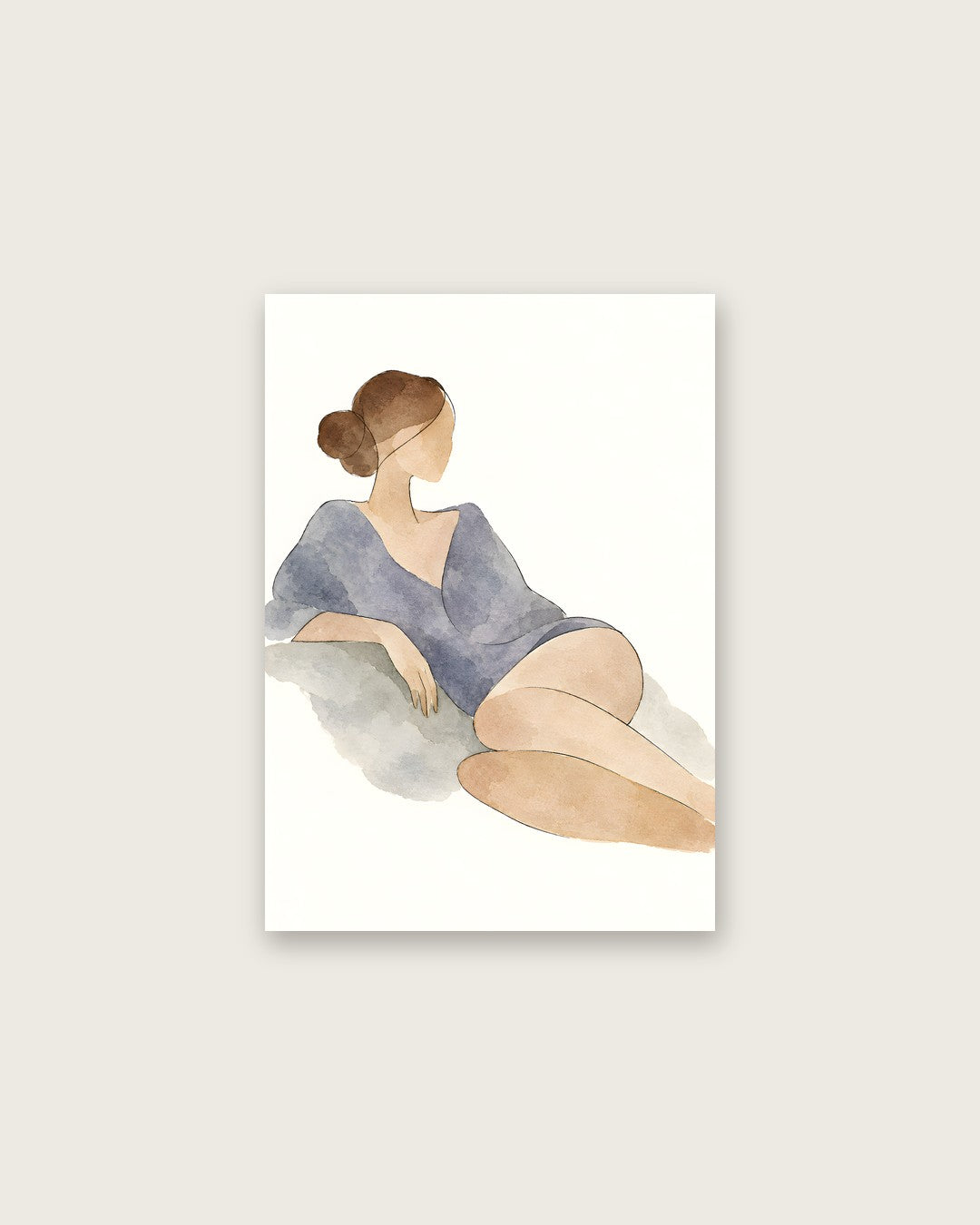 Cengiz Curtis - Serene Reclining Woman in Watercolour