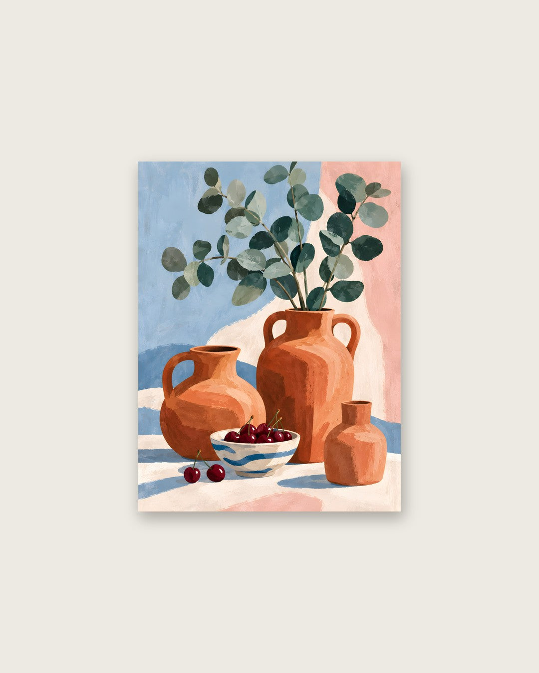 Jinna Jerre - Gouache Still Life with Cherries and Eucalyptus