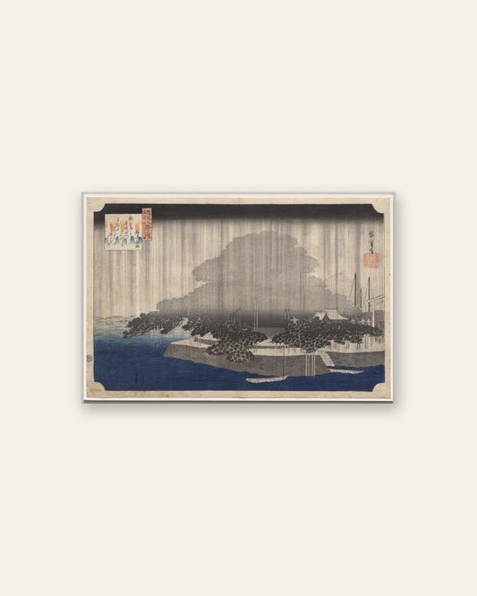 Utagawa Hiroshige - Night Rain at Karasaki, from Eight Views of Ōmi
