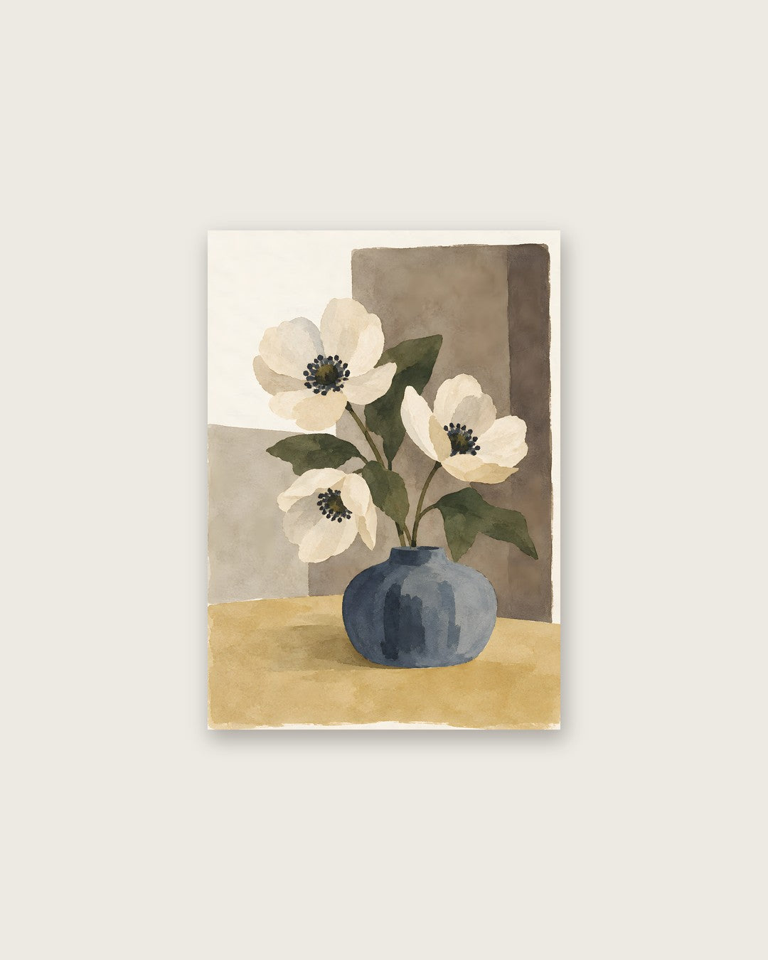 Cengiz Curtis - Minimalist Anemones in a Slate Vase