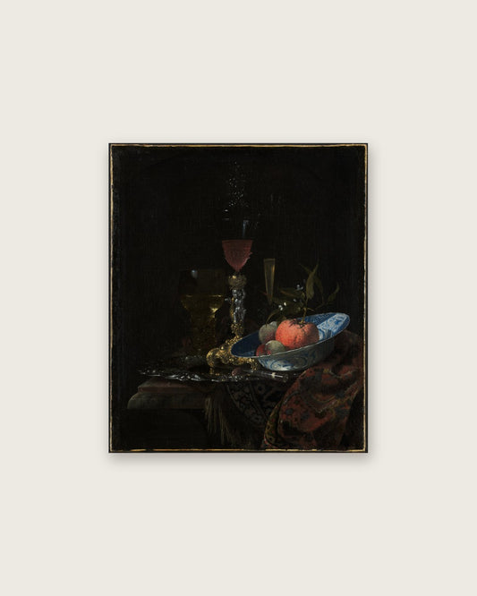 Willem Kalf - Wineglass and a Bowl of Fruit