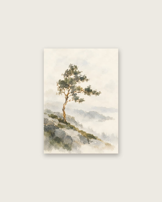 Cengiz Curtis - Windswept Tree in Misty Highlands