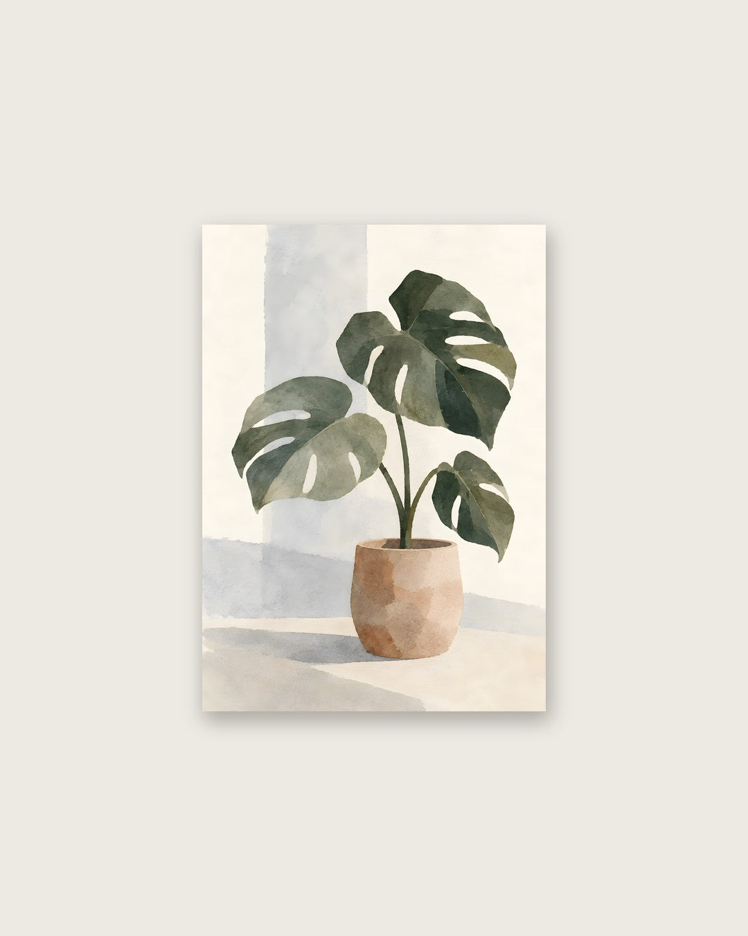 Cengiz Curtis - Minimalist Watercolour Monstera Still Life