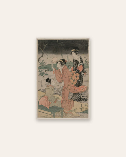 Chōbunsai Eishi - Women Beside a Stream Chasing Fireflies