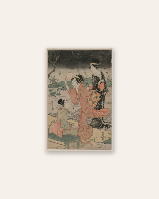 Chōbunsai Eishi - Women Beside a Stream Chasing Fireflies