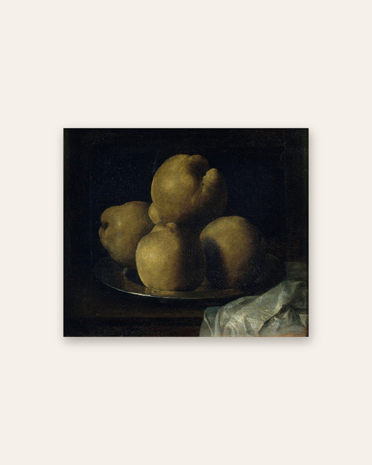 Francisco de ZurbarÃ¡n - Quinces on a Pewter Plate