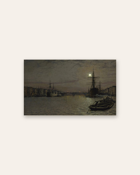 John Atkinson Grimshaw - Moonlit River with Ships