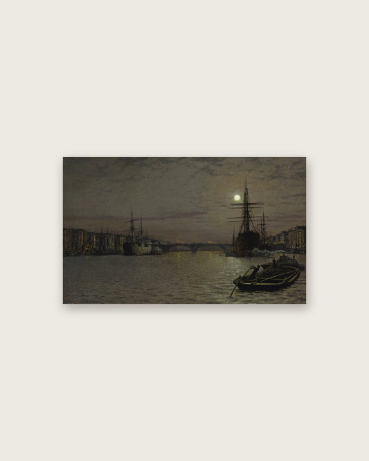 John Atkinson Grimshaw - Moonlit River with Ships