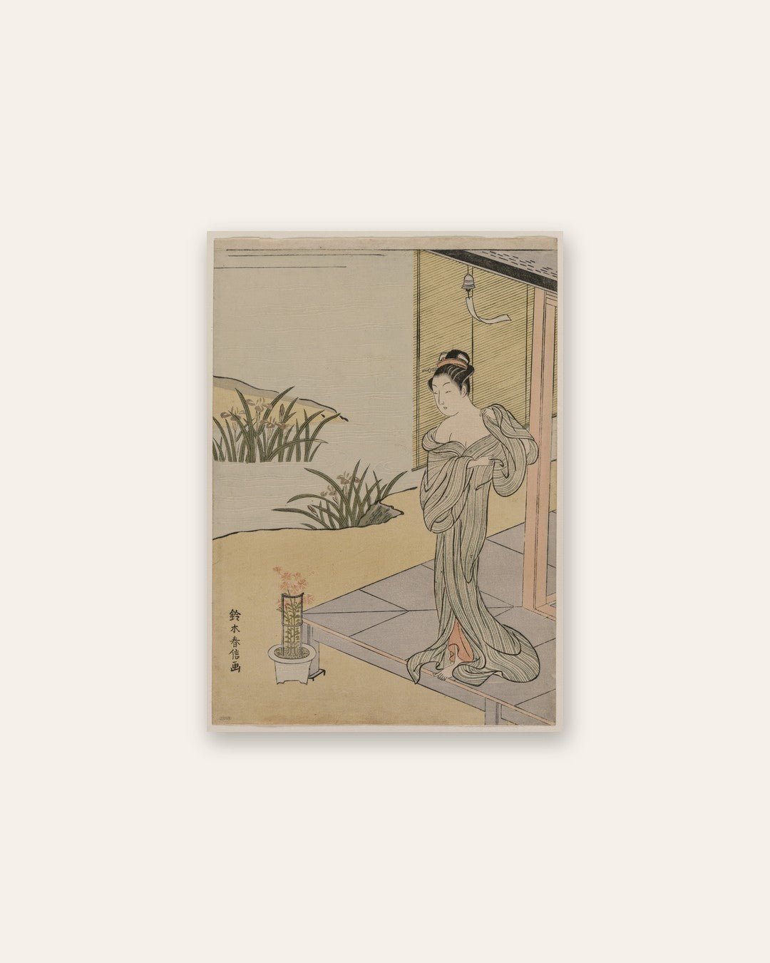 Suzuki Harunobu - Young Woman Looking at a Pot of Pinks