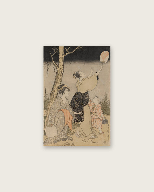 Kitagawa Utamaro - Catching Fireflies Beneath a Willow Tree (left)
