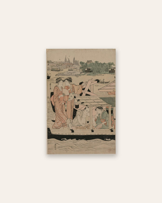 Chōbunsai Eishi - Leftmost Print from Pleasure Boats on the Sumida River beneath Shin-Ōhashi Bridge
